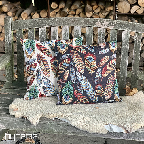 Housse de coussin tapisserie PLUME BEIGE