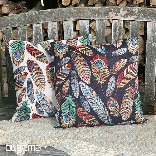 Housse de coussin tapisserie PLUME BEIGE