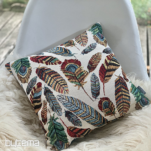 Housse de coussin tapisserie PLUME BEIGE