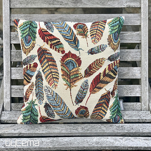 Housse de coussin tapisserie PLUME BEIGE