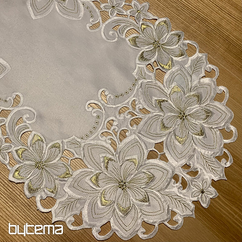 Nappe de Noël brodée ÉTOILE D&#39;OR