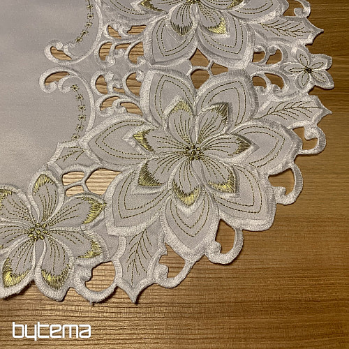 Nappe de Noël brodée ÉTOILE D&#39;OR