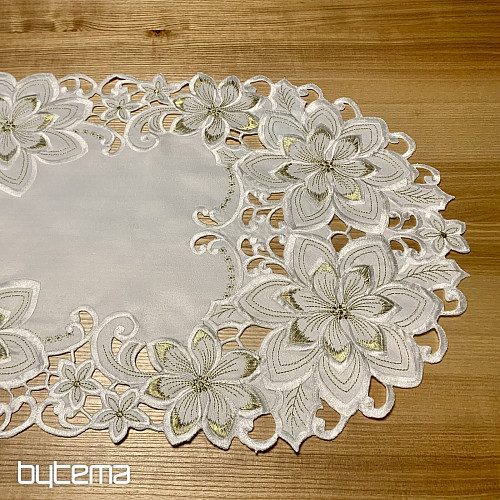 Nappe de Noël brodée ÉTOILE D&#39;OR