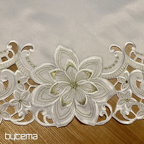 Nappe de Noël brodée ÉTOILE D&#39;OR
