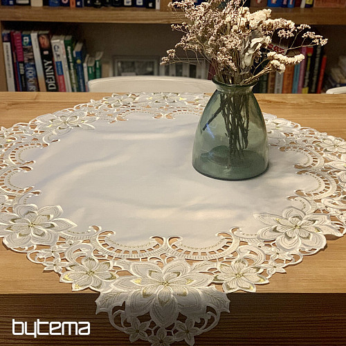 Nappe de Noël brodée ÉTOILE D&#39;OR