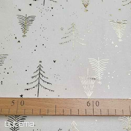 Tissu TOILE de coton ARBRES DORÉS