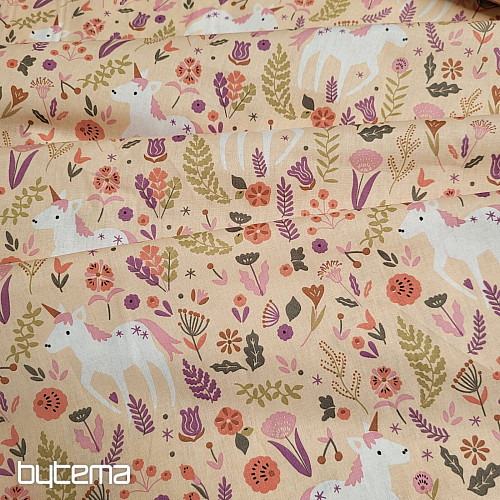 Tissu coton LICORNE rose