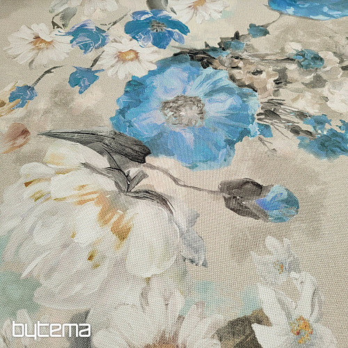 Tissu déco JARDIN bleu