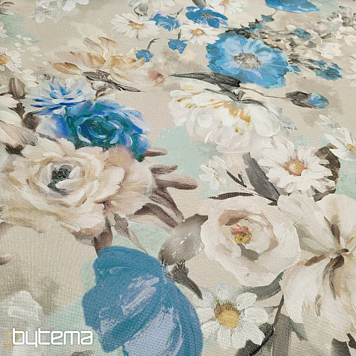Tissu déco JARDIN bleu