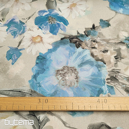 Tissu déco JARDIN bleu