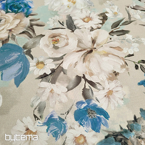 Tissu déco JARDIN bleu
