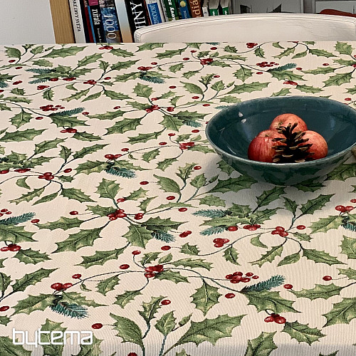 Nappe et écharpe en tapisserie HOUX DE NOËL