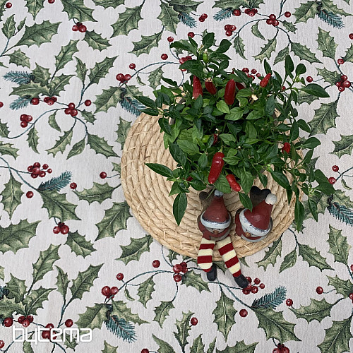 Nappe et écharpe en tapisserie HOUX DE NOËL