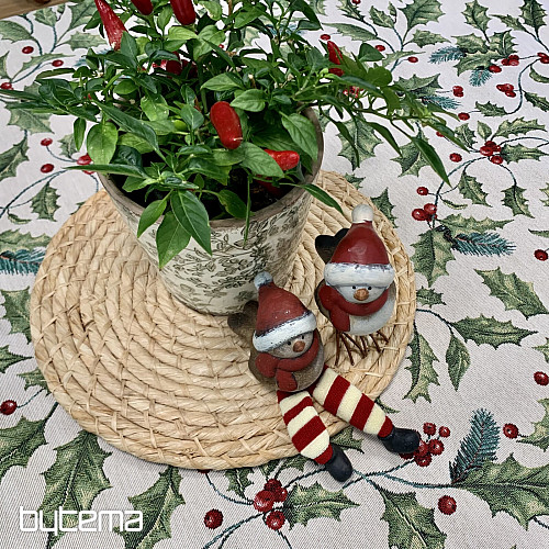 Nappe et écharpe en tapisserie HOUX DE NOËL