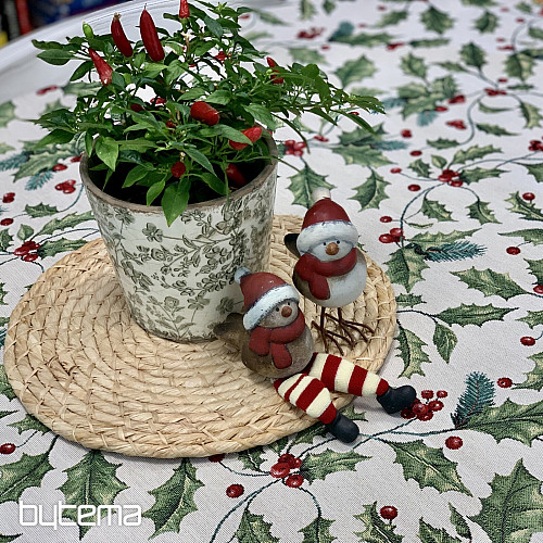 Nappe et écharpe en tapisserie HOUX DE NOËL