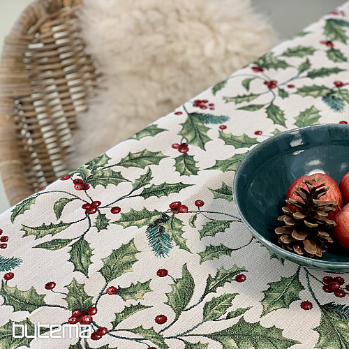 Nappe et écharpe en tapisserie HOUX DE NOËL