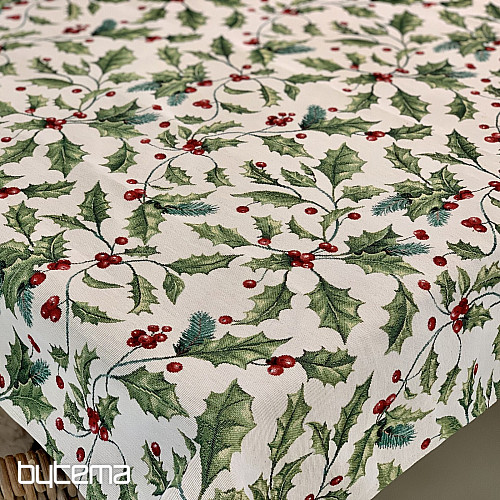 Nappe et écharpe en tapisserie HOUX DE NOËL