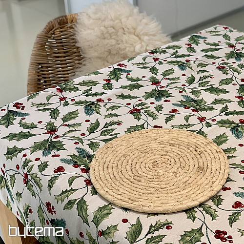 Nappe et écharpe en tapisserie HOUX DE NOËL