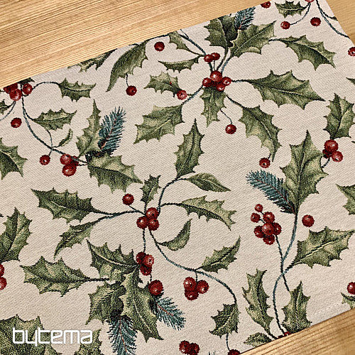 Nappe et écharpe en tapisserie HOUX DE NOËL