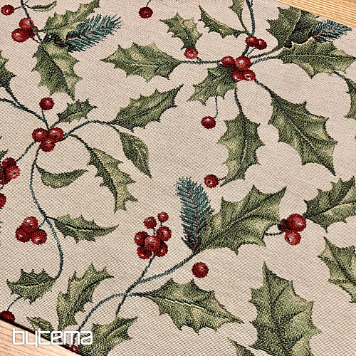 Nappe et écharpe en tapisserie HOUX DE NOËL