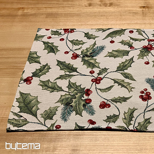 Nappe et écharpe en tapisserie HOUX DE NOËL