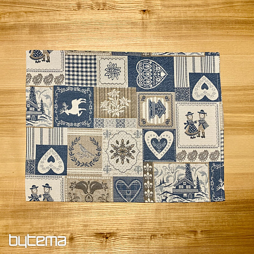Nappe tapisserie, écharpe PATCHWORK SRDCE bleu