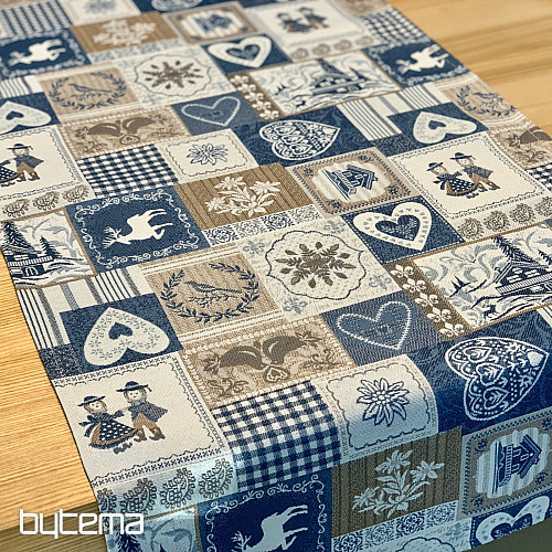 Nappe tapisserie, écharpe PATCHWORK SRDCE bleu