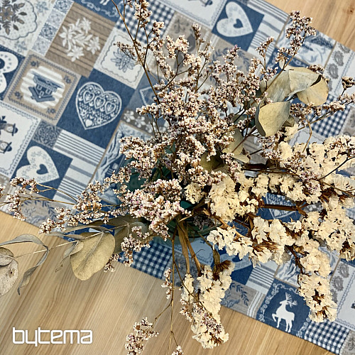 Nappe tapisserie, écharpe PATCHWORK SRDCE bleu