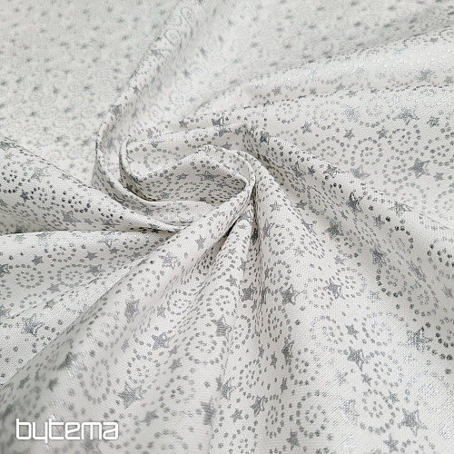 Tissu coton MINI STARS argent
