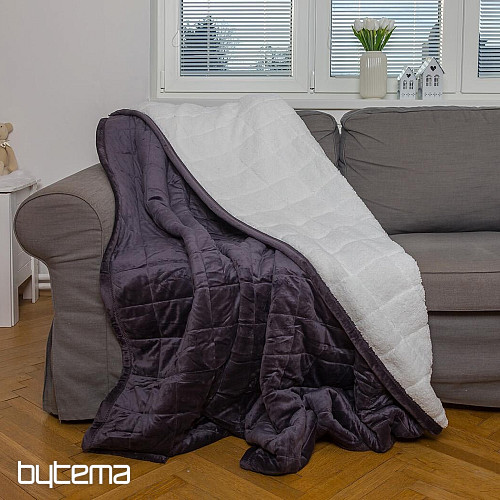 Couverture microfibre EXTRA DOUCE point de mouton ANTHRACITE