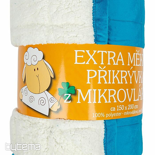Couverture microfibre EXTRA DOUCE point de mouton TURQUOISE