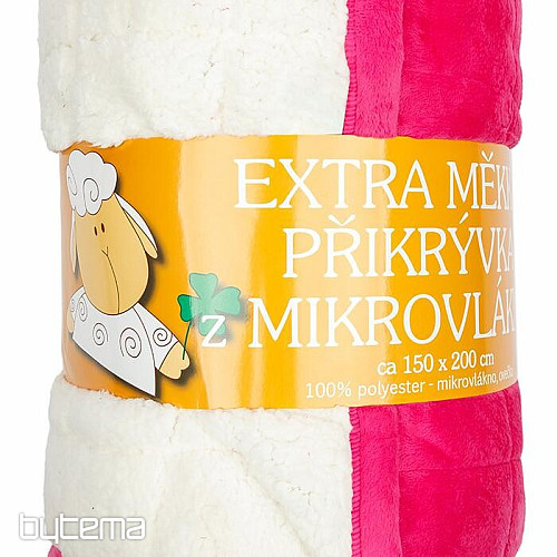 Couverture microfibre EXTRA DOUCE point mouton ROSE