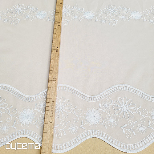 Rideau brodé V 325 FLEUR blanc