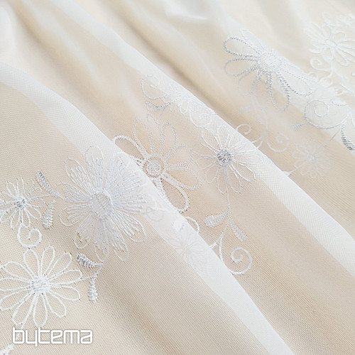 Rideau brodé V 325 FLEUR blanc
