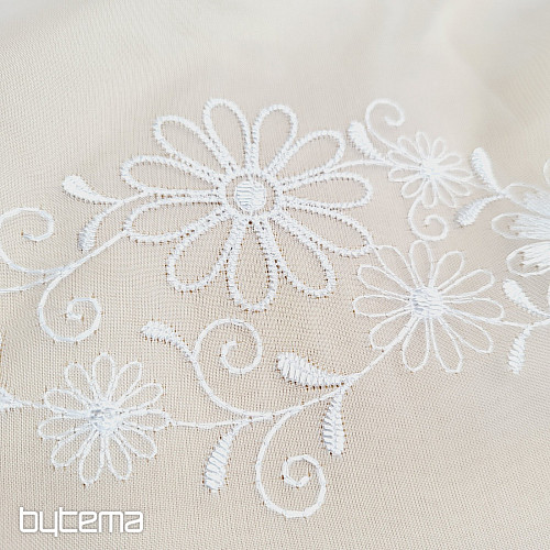 Rideau brodé V 325 FLEUR blanc