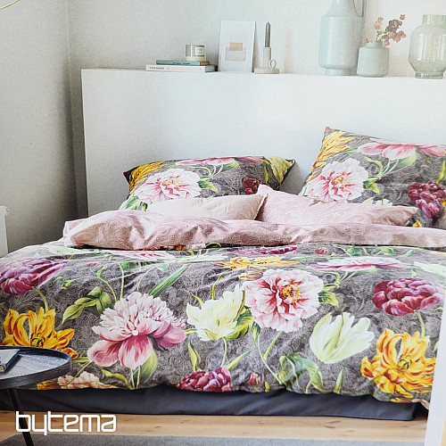IRISETTE satin de coton luxe MAGIC GRAU 11 FLEURS COULEURS