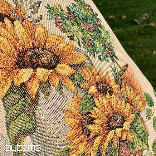 Housse de coussin tapisserie TOURNESOLS DANS UN CADRE
