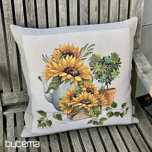 Housse de coussin tapisserie TOURNESOLS DANS UN CADRE