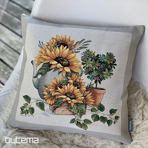 Housse de coussin tapisserie TOURNESOLS DANS UN CADRE