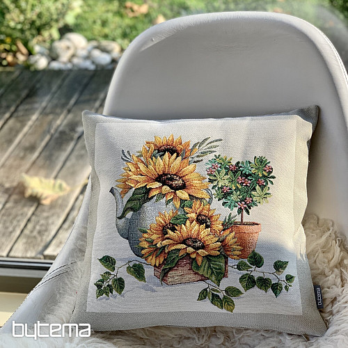 Housse de coussin tapisserie TOURNESOLS DANS UN CADRE