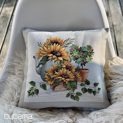 Housse de coussin tapisserie TOURNESOLS DANS UN CADRE