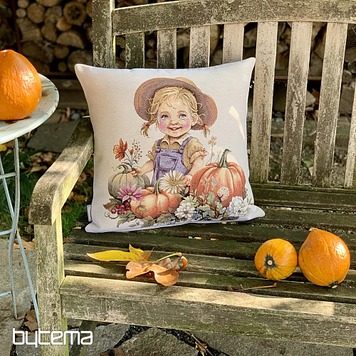 Taie d'oreiller tapisserie FILLE AUX CITROUILLES