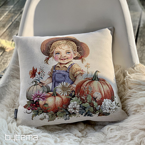 Taie d'oreiller tapisserie FILLE AUX CITROUILLES