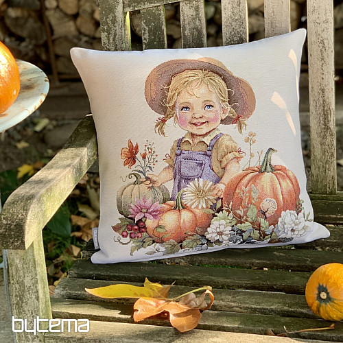 Taie d'oreiller tapisserie FILLE AUX CITROUILLES
