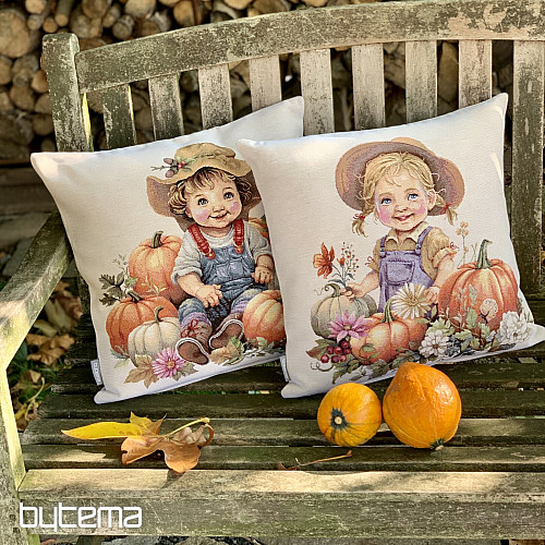 Taie d'oreiller tapisserie FILLE AUX CITROUILLES