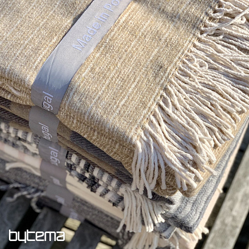 COUVERTURE BEIGE À FRANGES