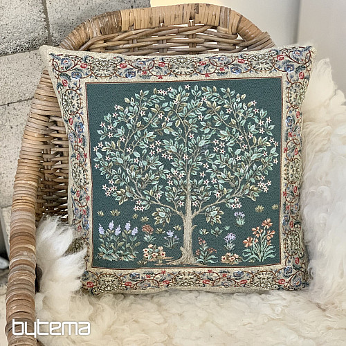 Housse de coussin tapisserie ARBRE DE CHANCE vert