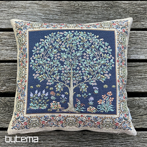 Housse de coussin tapisserie ARBRE DE CHANCE bleu