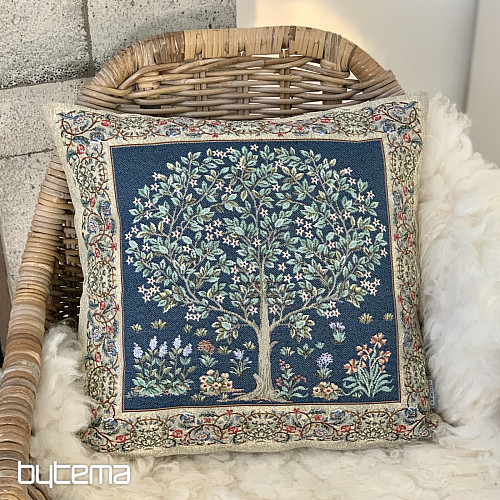 Housse de coussin tapisserie ARBRE DE CHANCE bleu