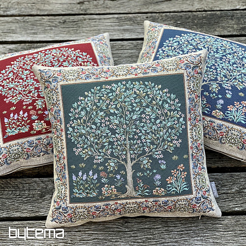 Housse de coussin Gobelin ARBRE DE CHANCE rouge